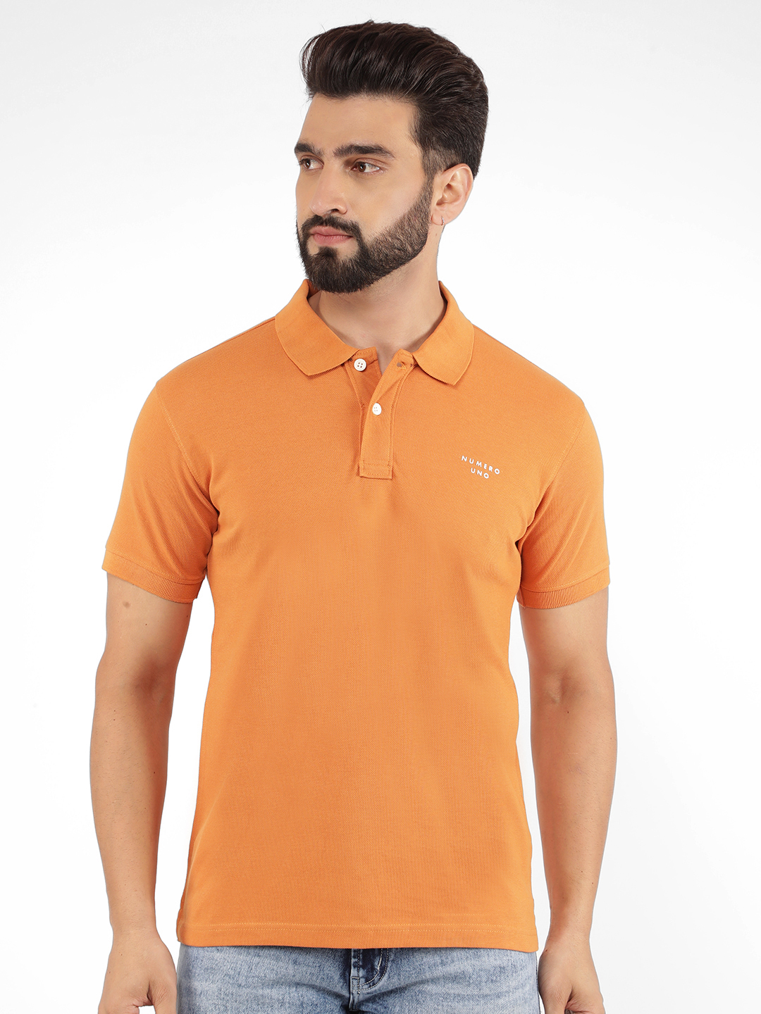 Numero Uno Men solid Orange T-Shirt